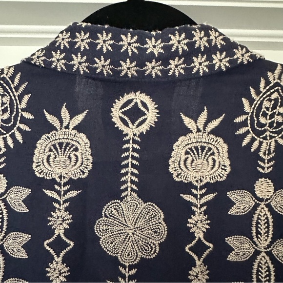 Johnny Was Linen Embroidered Floral Button Down Midi Dress Size XS - Picture 12 of 15